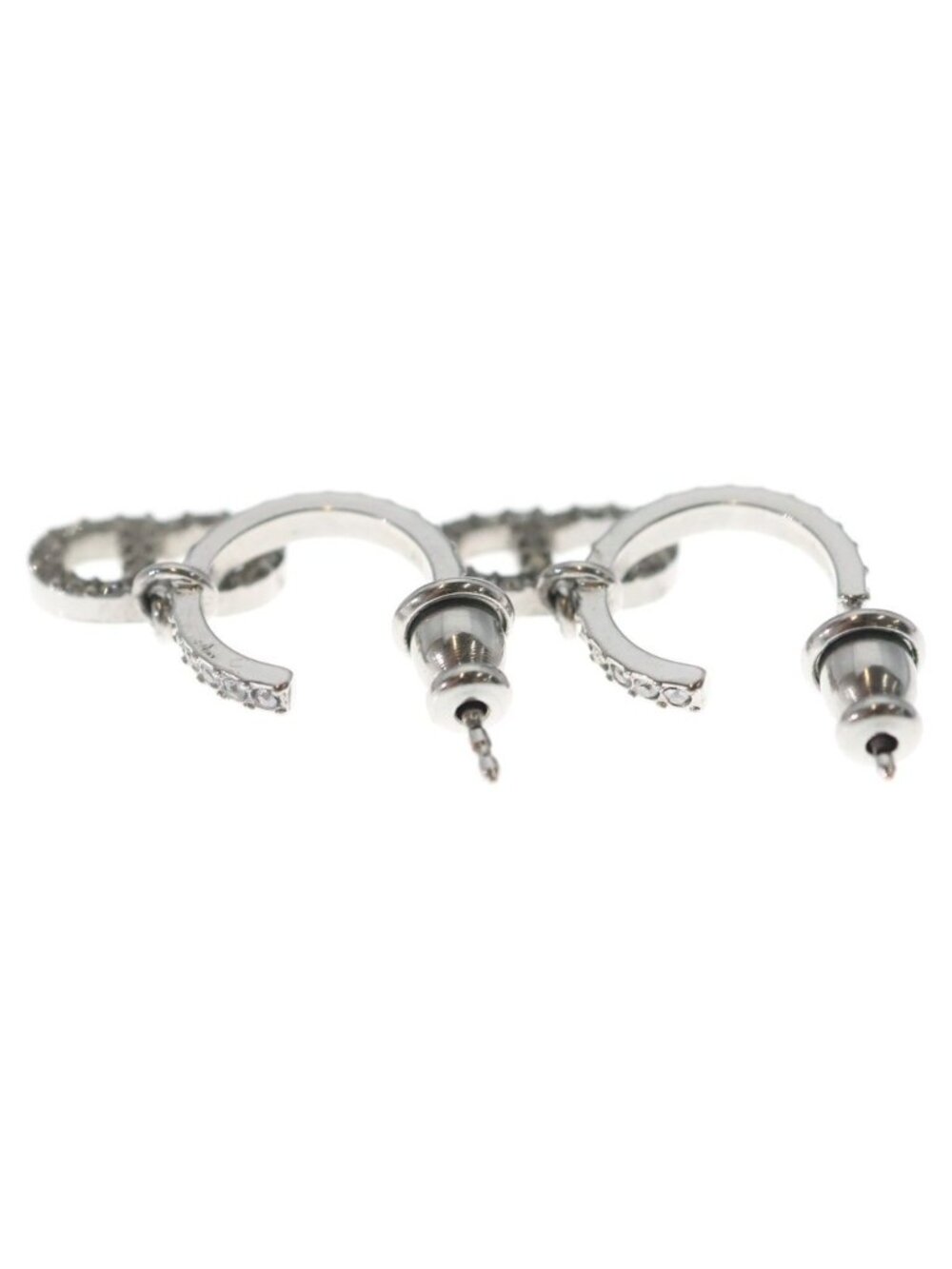 ★SOLD★ Dior Clair de Lune CD Logo Line Stone Earrings Silver Metal Crystal - Picture 3 of 6